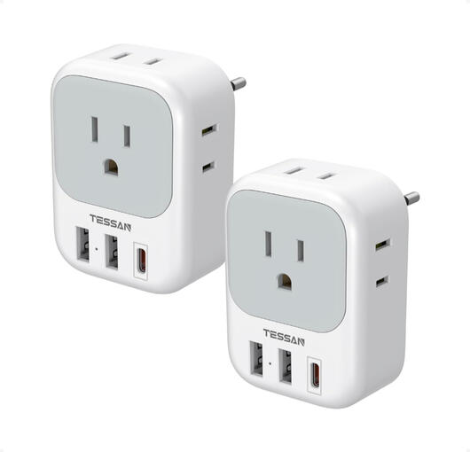 Tessan 2-pack European Travel Adapter
